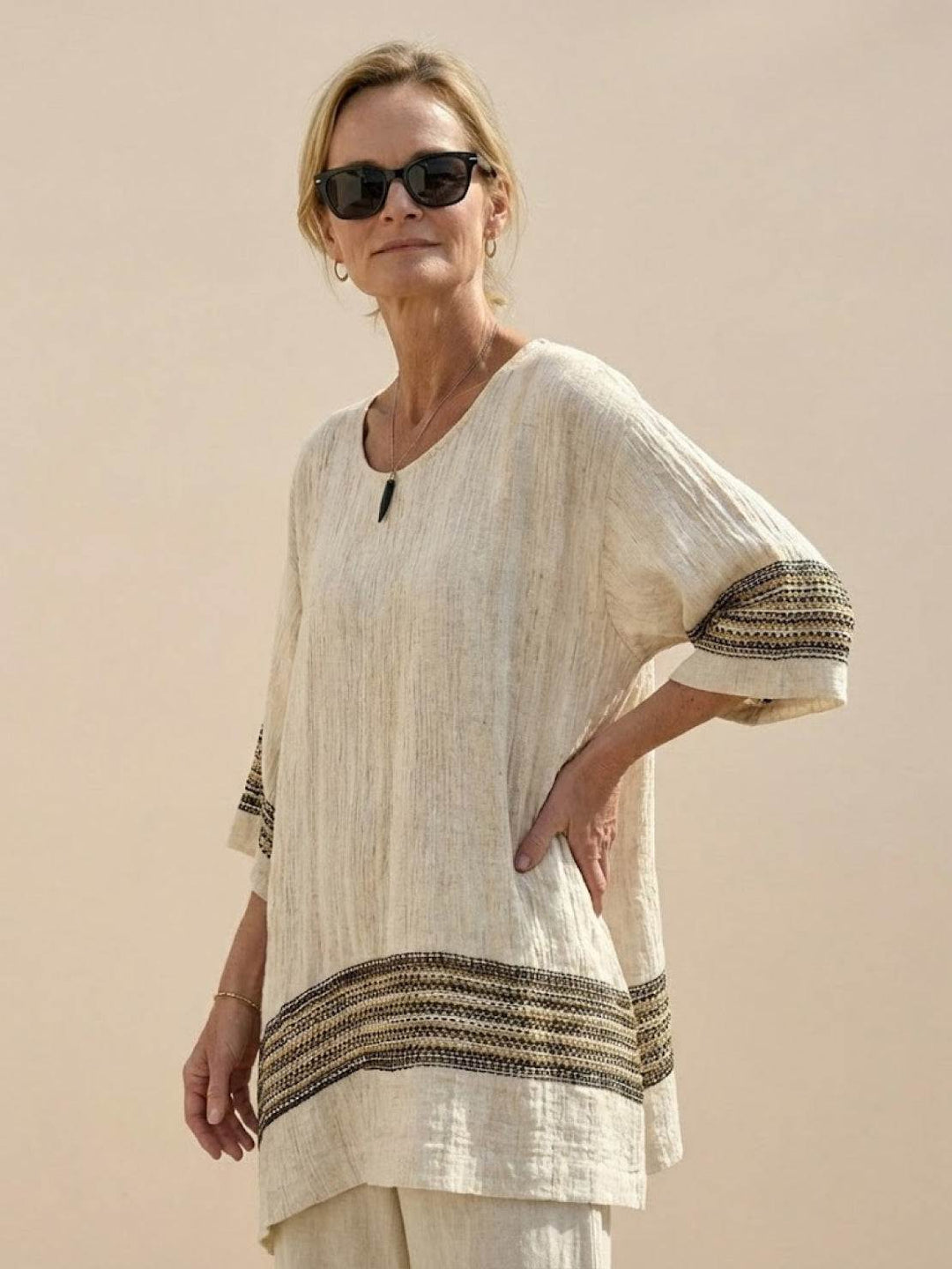 Wren | Striped Two-Piece Set with Wide-Leg Trousers and Tee
