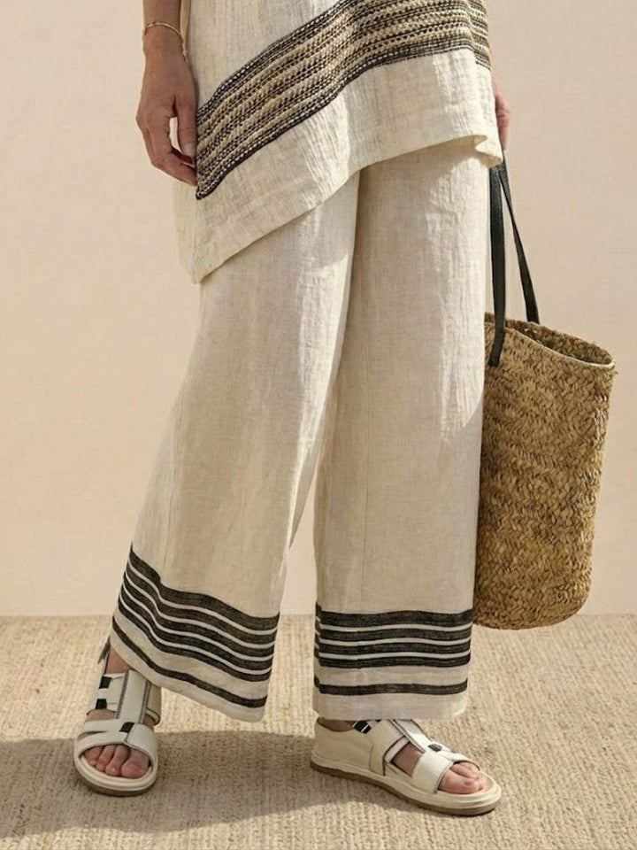 Wren | Striped Two-Piece Set with Wide-Leg Trousers and Tee