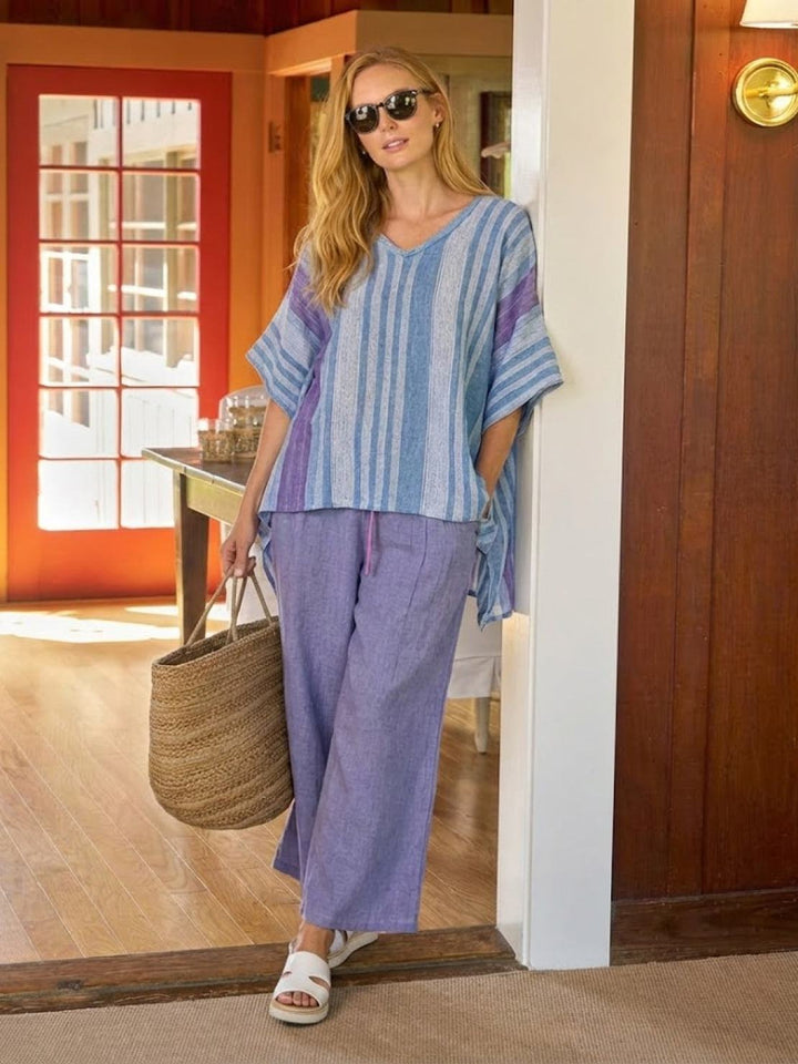 Wren | Striped Two-Piece Set with Wide-Leg Trousers and Tee