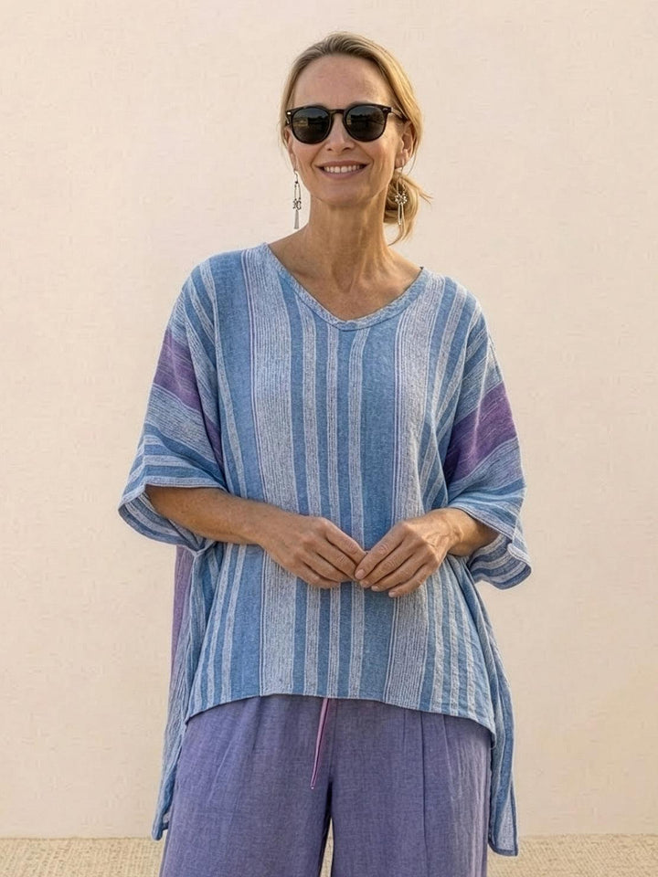 Wren | Striped Two-Piece Set with Wide-Leg Trousers and Tee
