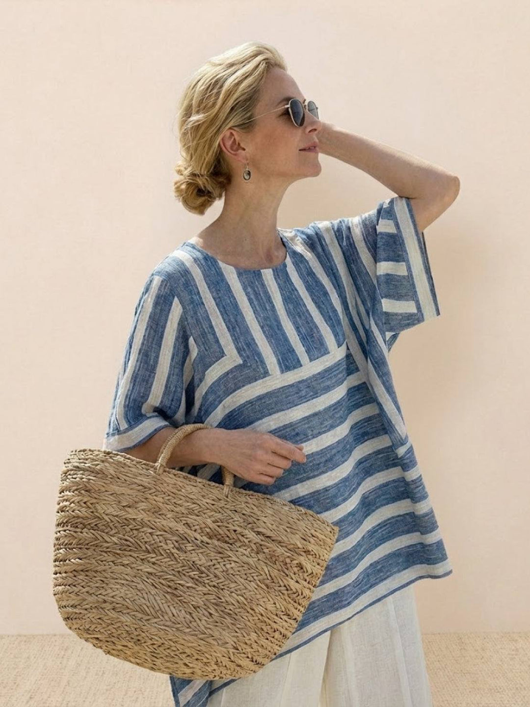 Wren | Striped Two-Piece Set with Wide-Leg Trousers and Tee