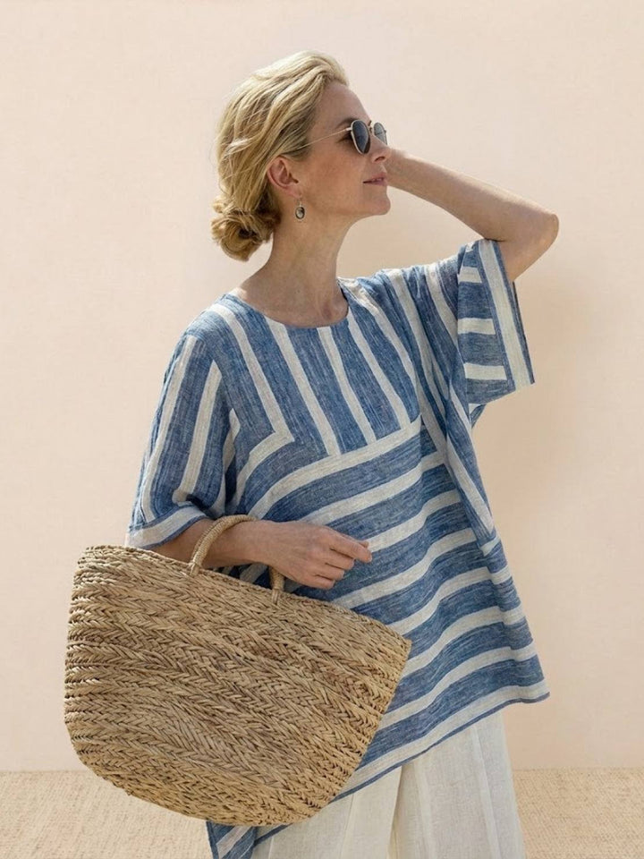 Wren | Striped Two-Piece Set with Wide-Leg Trousers and Tee