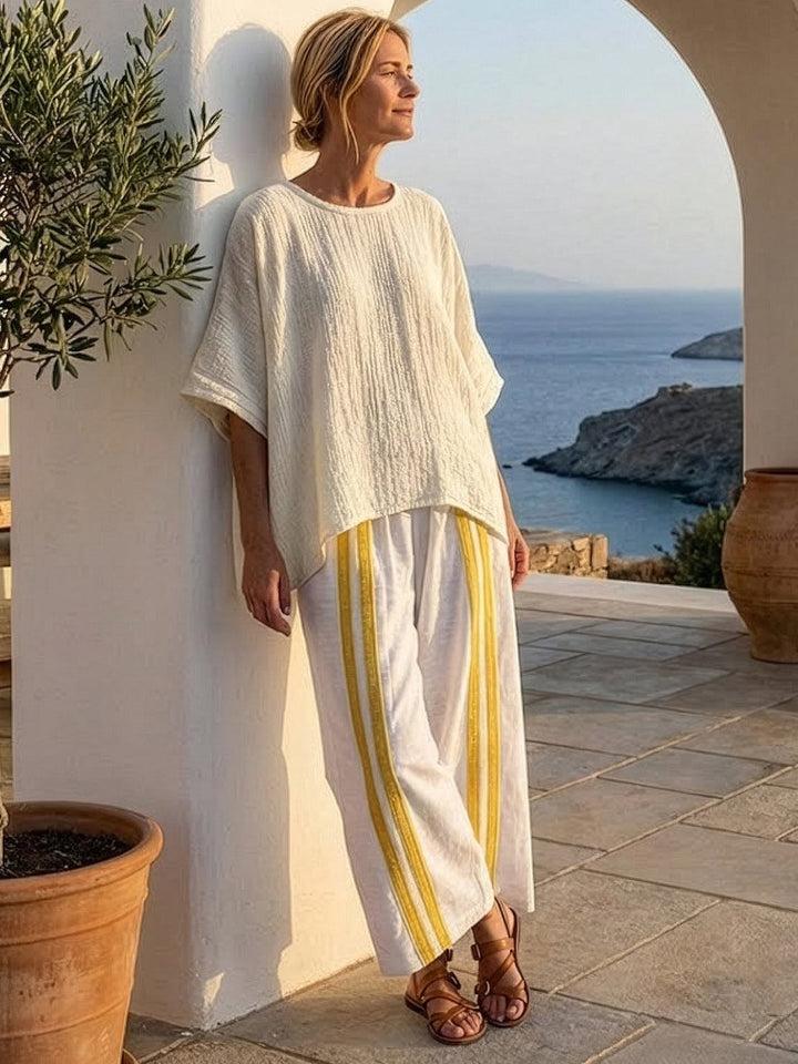 Wren | Striped Two-Piece Set with Wide-Leg Trousers and Tee