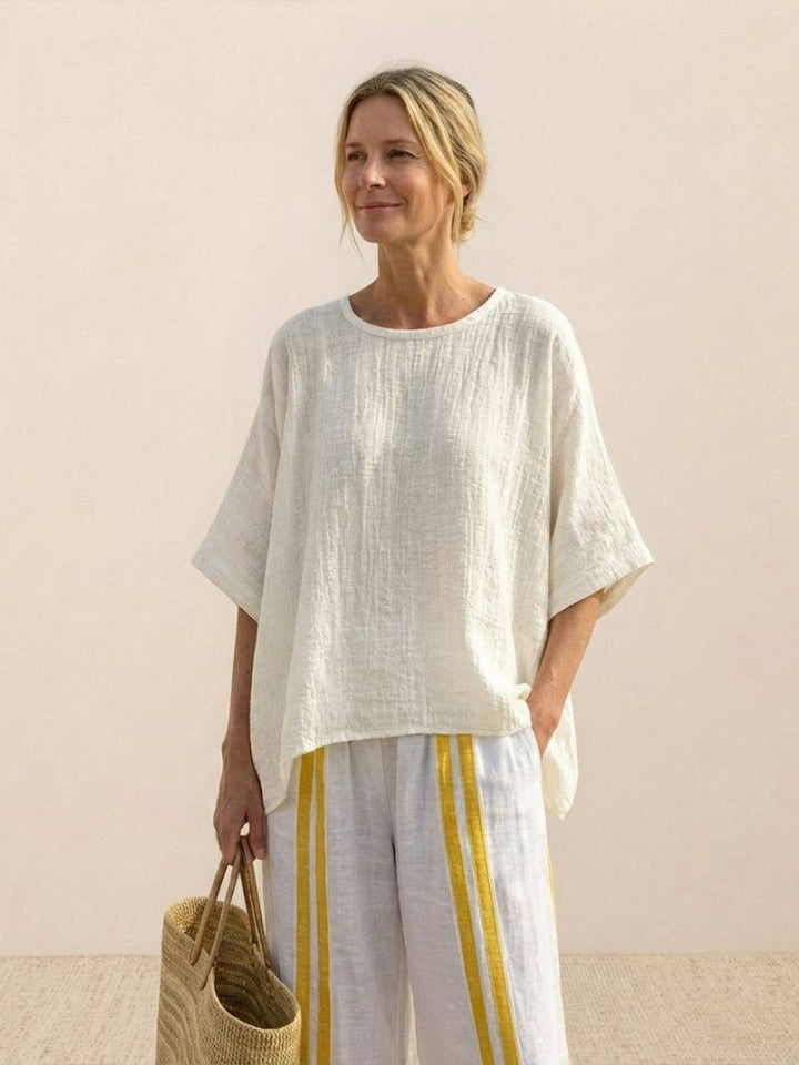 Wren | Striped Two-Piece Set with Wide-Leg Trousers and Tee