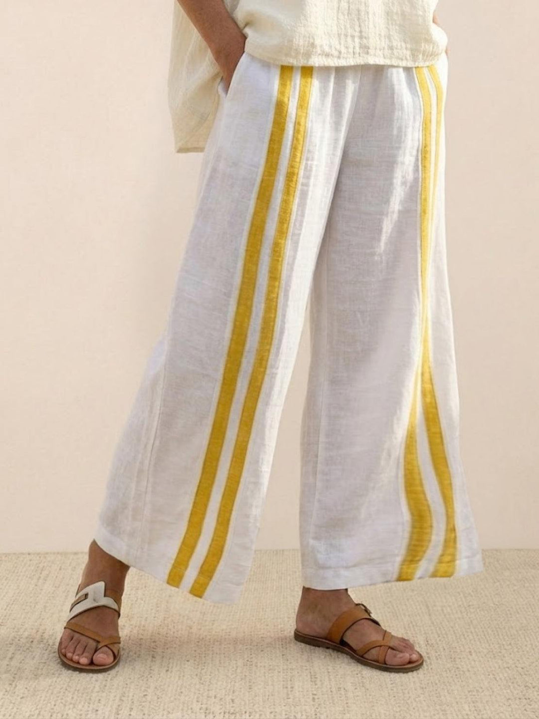 Wren | Striped Two-Piece Set with Wide-Leg Trousers and Tee
