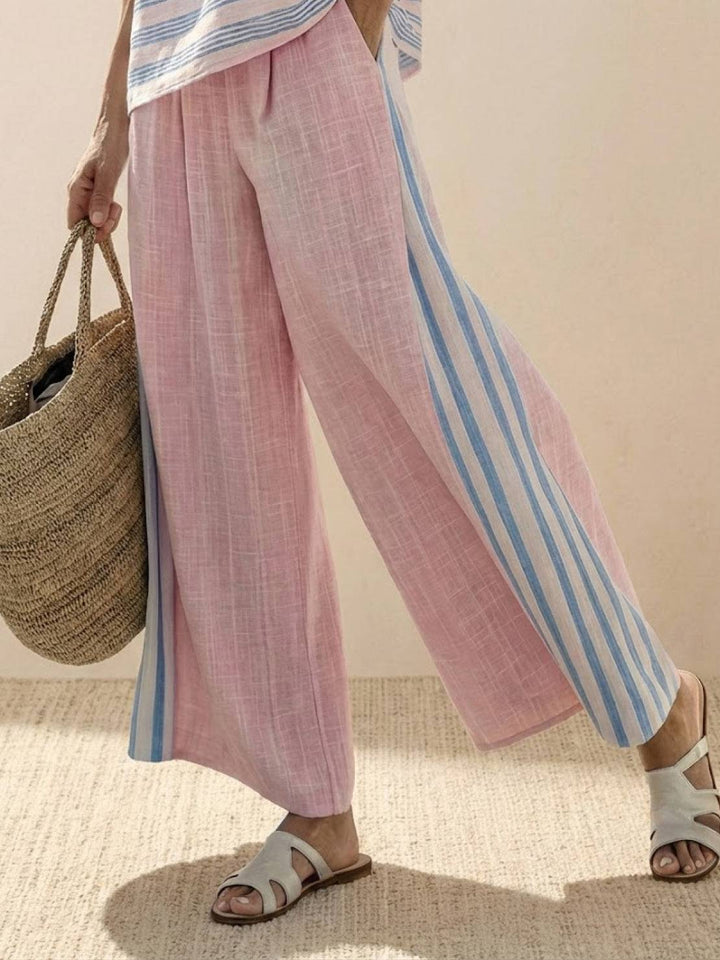 Wren | Striped Two-Piece Set with Wide-Leg Trousers and Tee