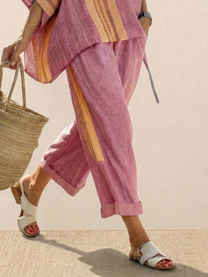 Wren | Striped Two-Piece Set with Wide-Leg Trousers and Tee