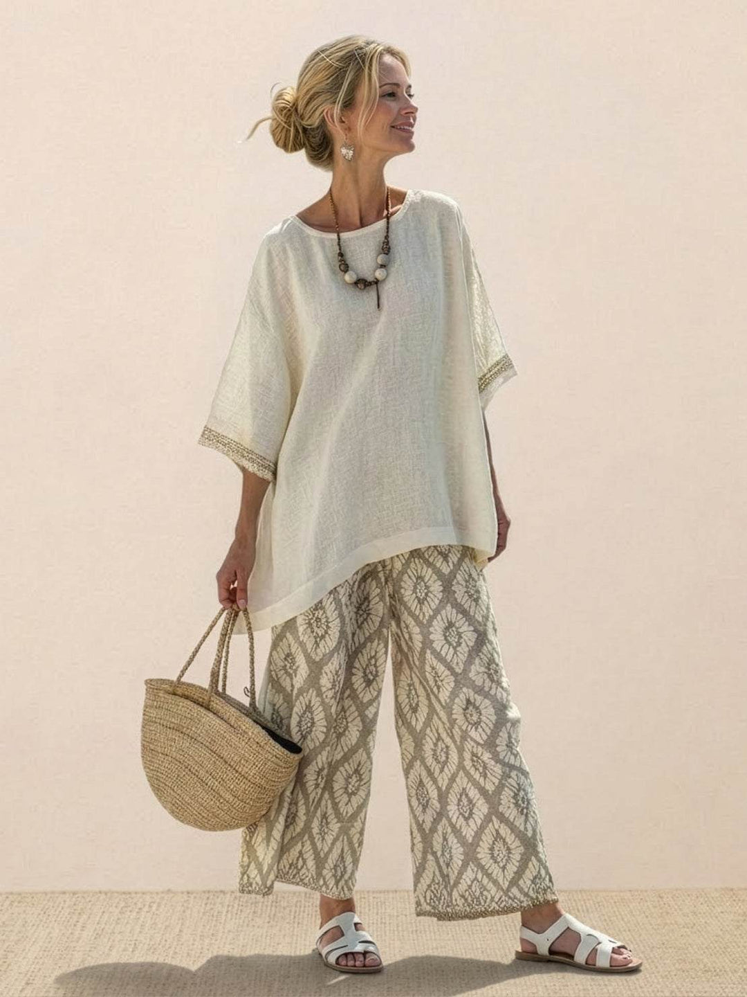 Wren | Striped Two-Piece Set with Wide-Leg Trousers and Tee
