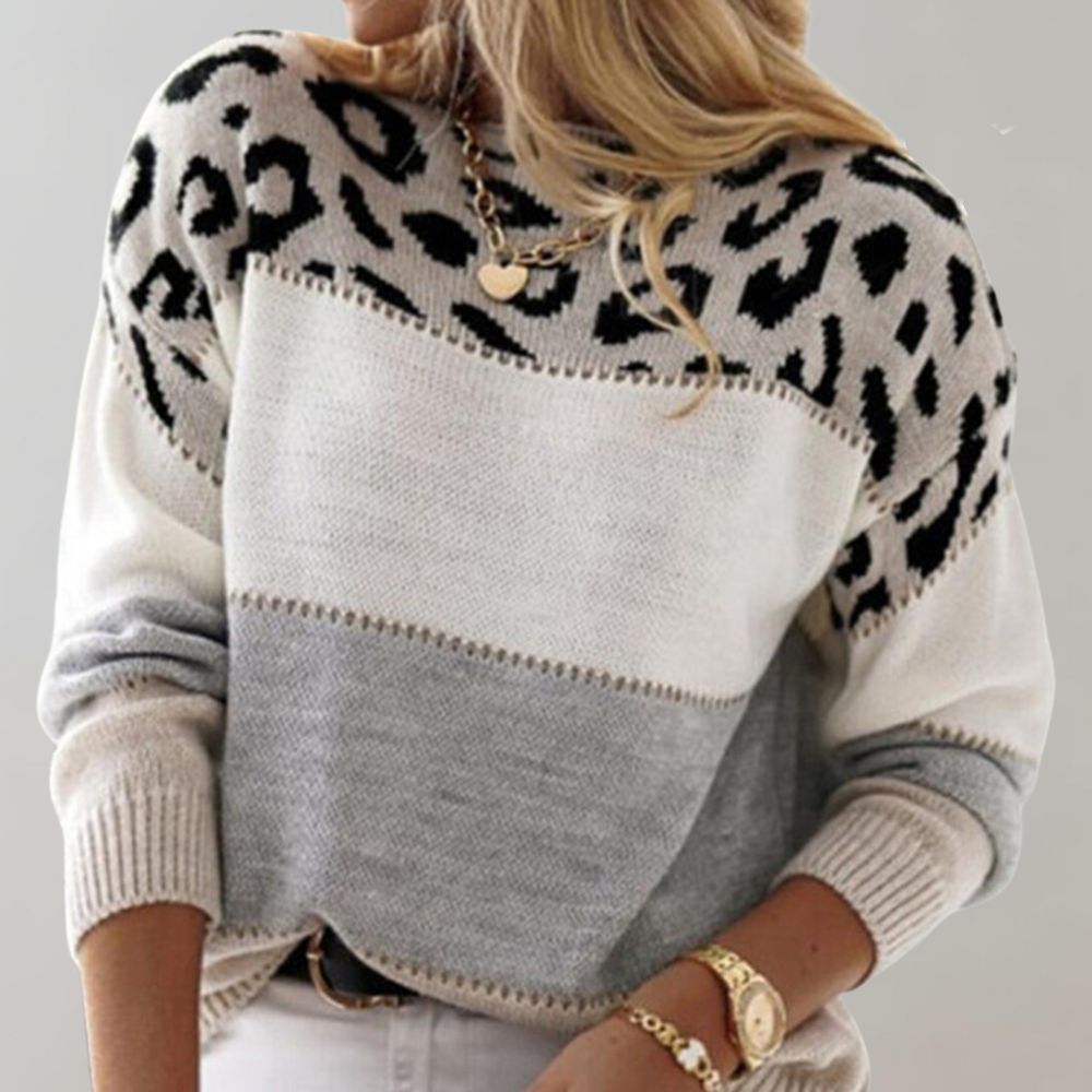 Leopard Print Crew Neck Sweater