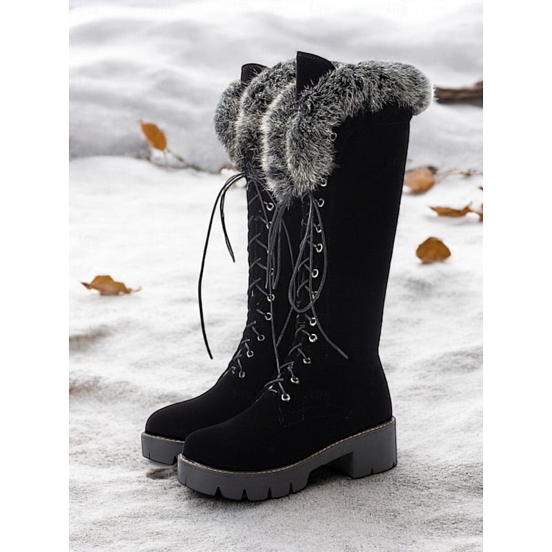 Aurelia | Cozy Knee-High Boots with Laces for Winter