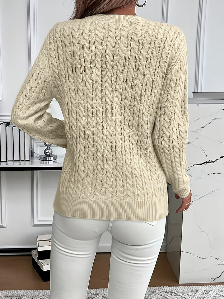 Faye | Cable Knit Round Neck Sweater
