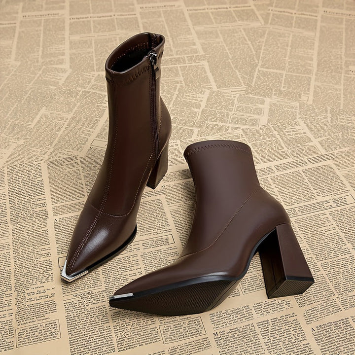 Josephine | Pointed Chunky Heel Ankle Boots