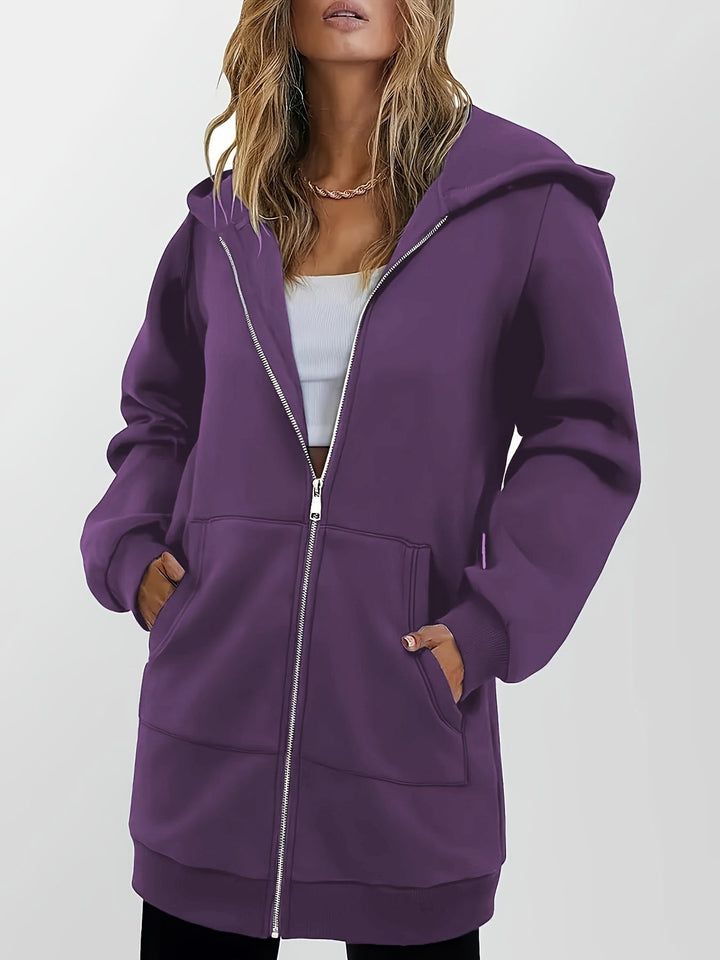 Heather | Long Hoodie Zip Jacket