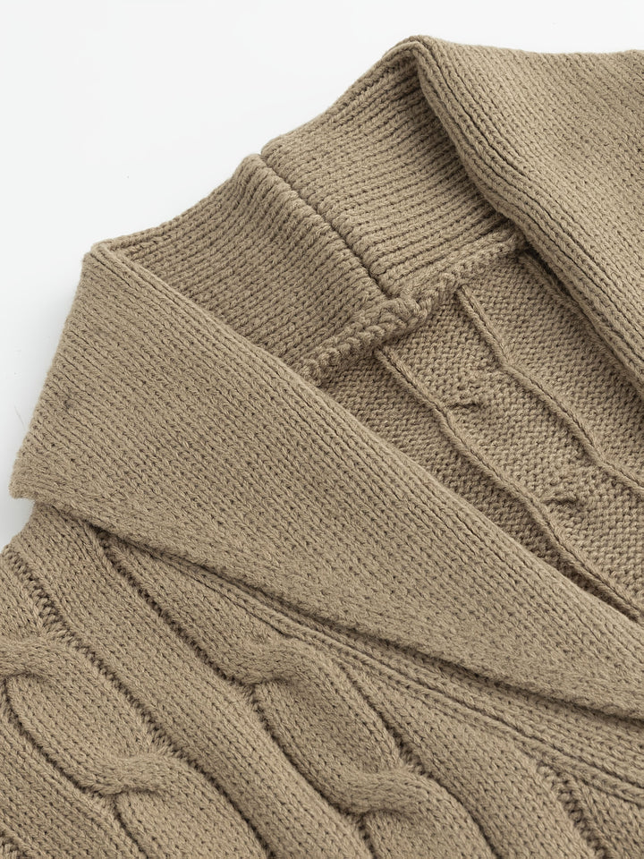 Walter | Shoulder Collar Cable Knit Cardigan