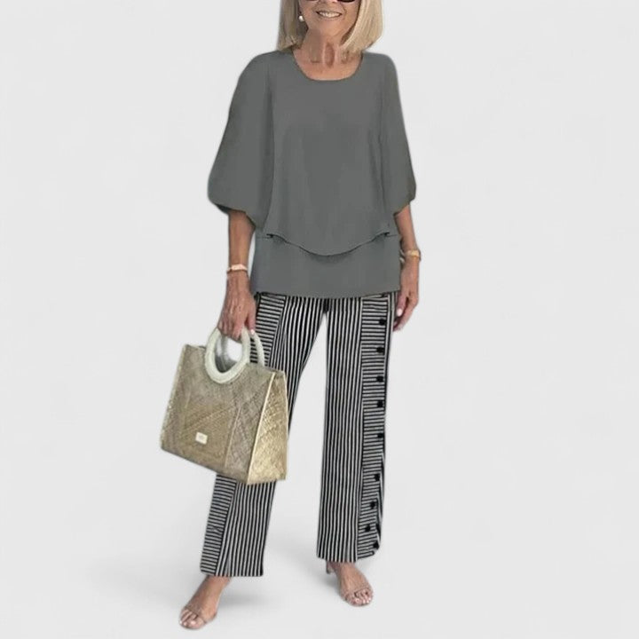 Demi | Floral Print Top with Wide-Leg Trousers Set