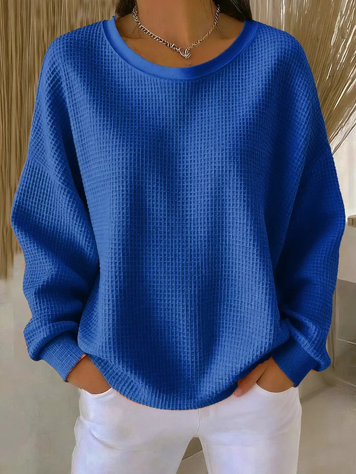 Sienna | Women's Textured Sweater with Crewneck and Cuff