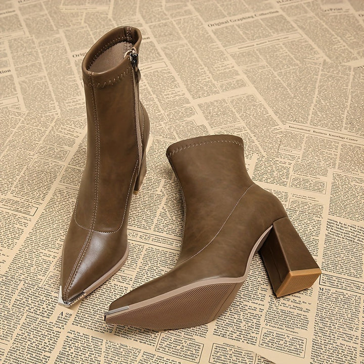 Josephine | Pointed Chunky Heel Ankle Boots