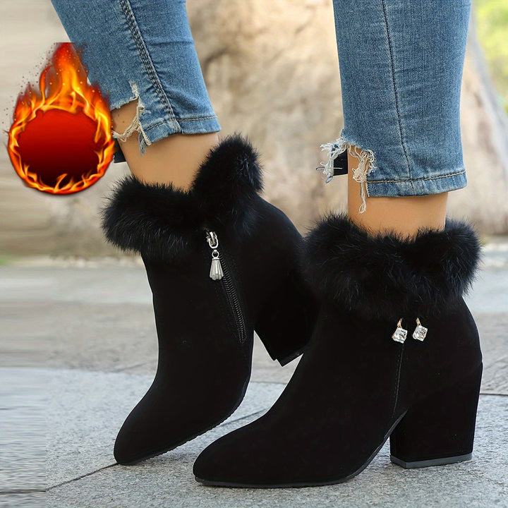 Frances | Warm Block Heel Ankle Boots