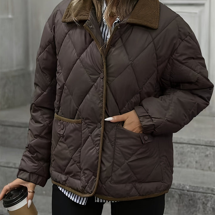 Imogen | Quilted Down Jacket with Check Pattern