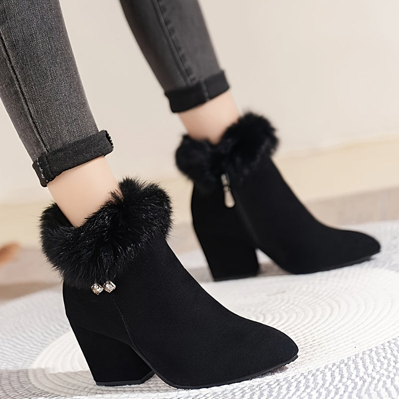 Frances | Warm Block Heel Ankle Boots