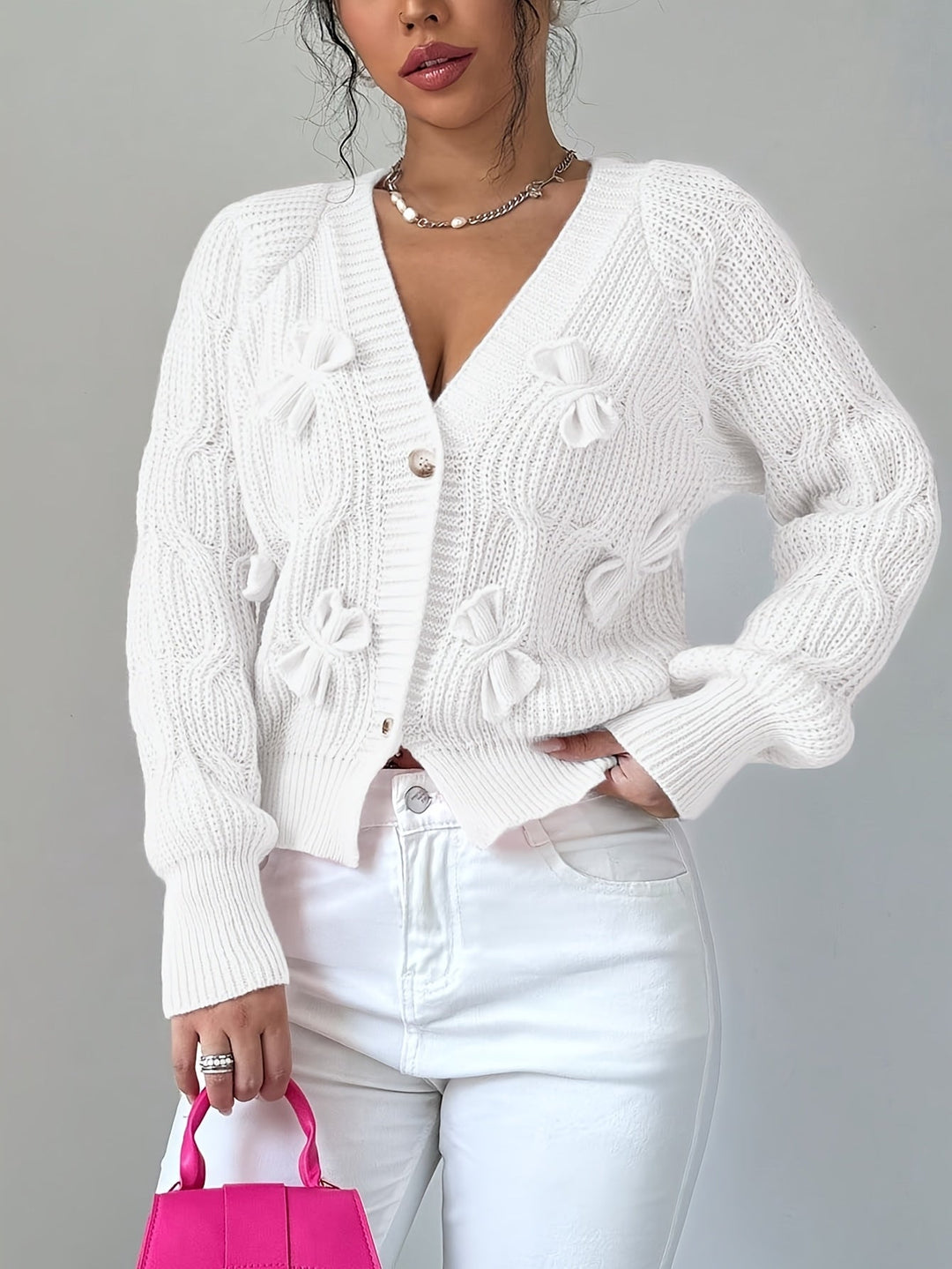 Juniper | Soft Cardigan with Bow Detail and Long Sleeves