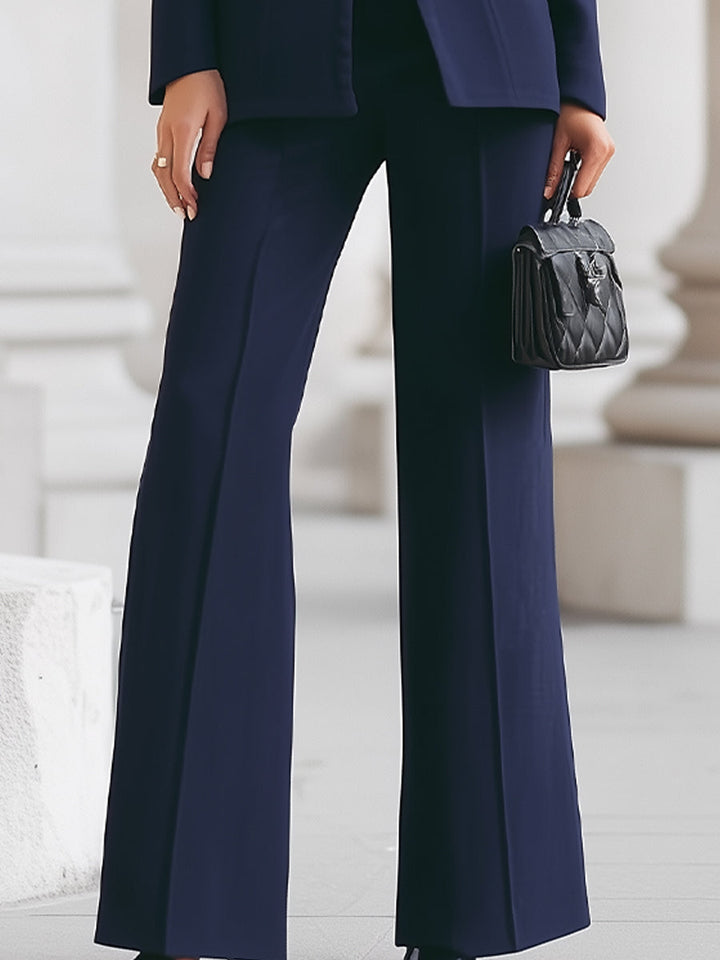 Remi | Blazer with Stand Collar and Wide Leg Trousers