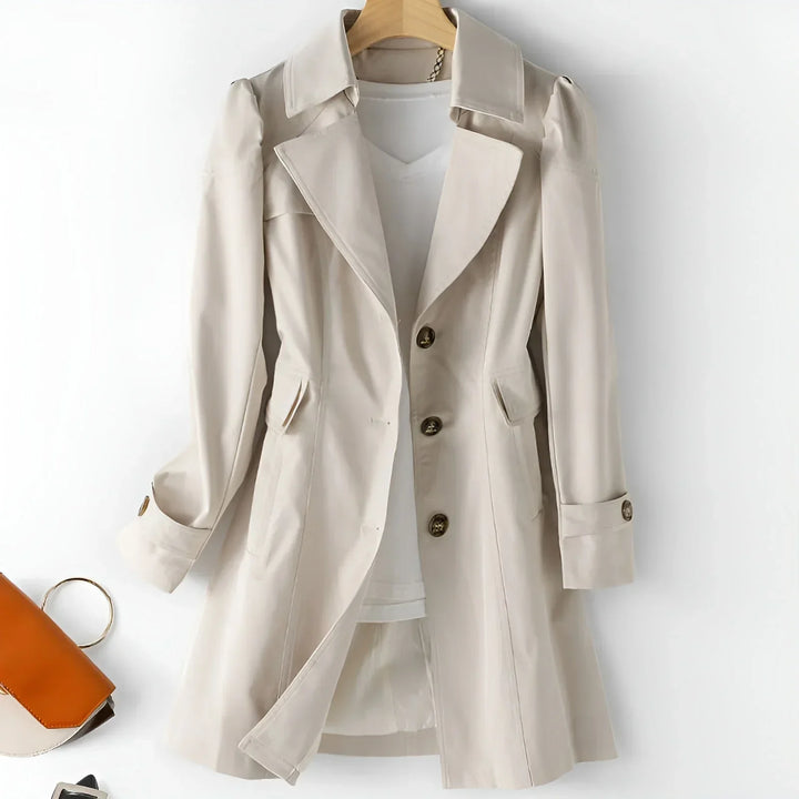 Delyth | Trench Coat with Notch Lapel and Flowing Fit