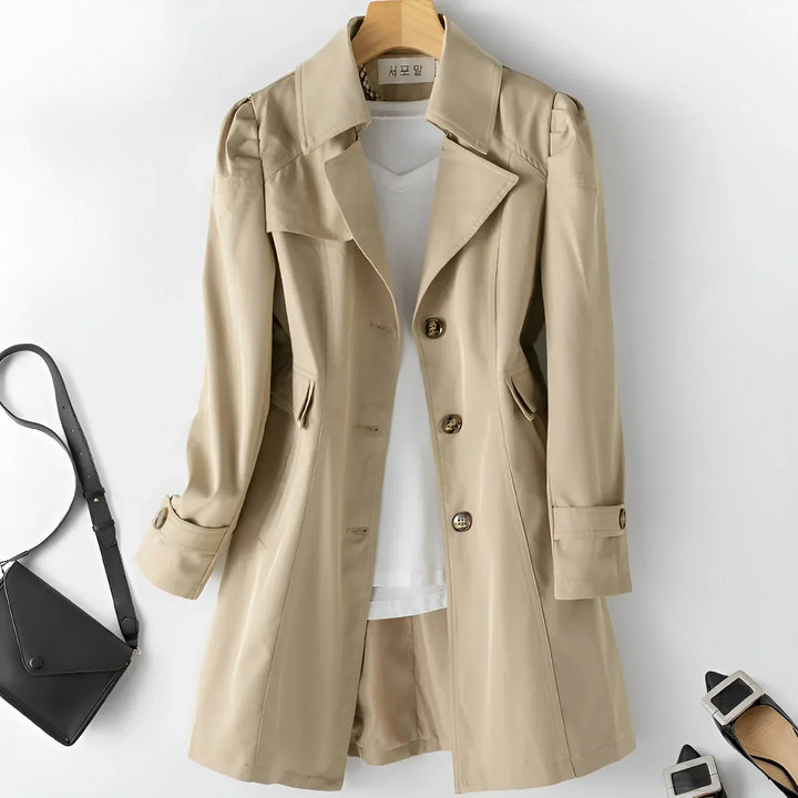 Delyth | Trench Coat with Notch Lapel and Flowing Fit