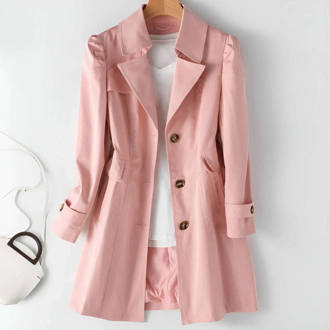 Delyth | Trench Coat with Notch Lapel and Flowing Fit