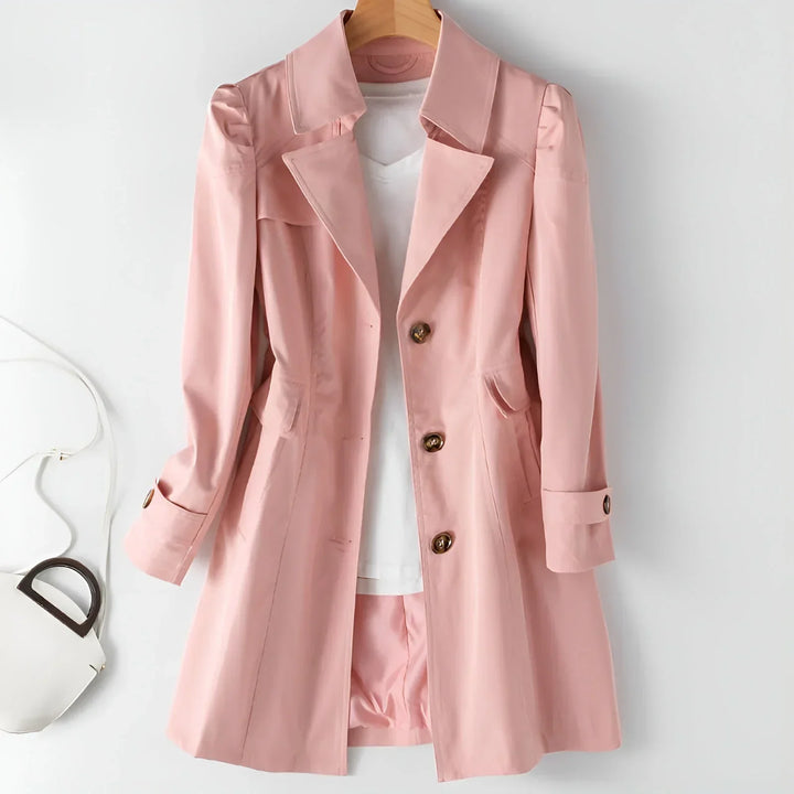Delyth | Trench Coat with Notch Lapel and Flowing Fit