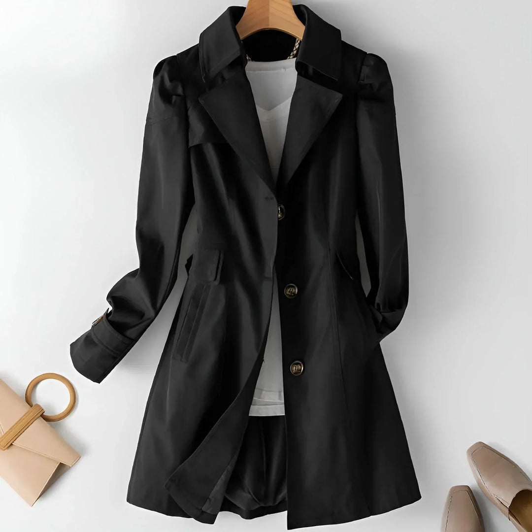 Delyth | Trench Coat with Notch Lapel and Flowing Fit