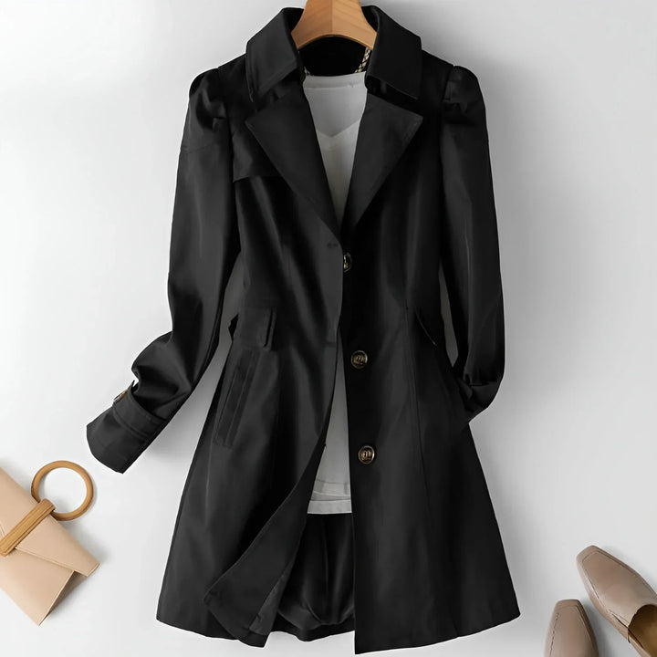 Delyth | Trench Coat with Notch Lapel and Flowing Fit