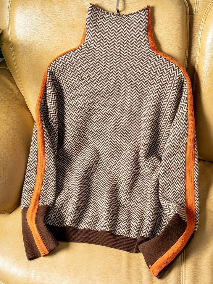 MILA – CHIC HIGH NECK PATTERN SWEATER