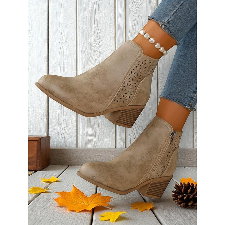 Hollis | Cutout Low Heeled Ankle Boots