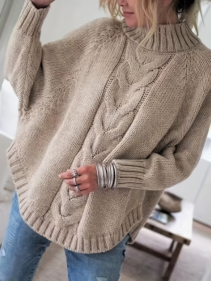 Corinne | Cozy High Neck Cable Knit Sweater