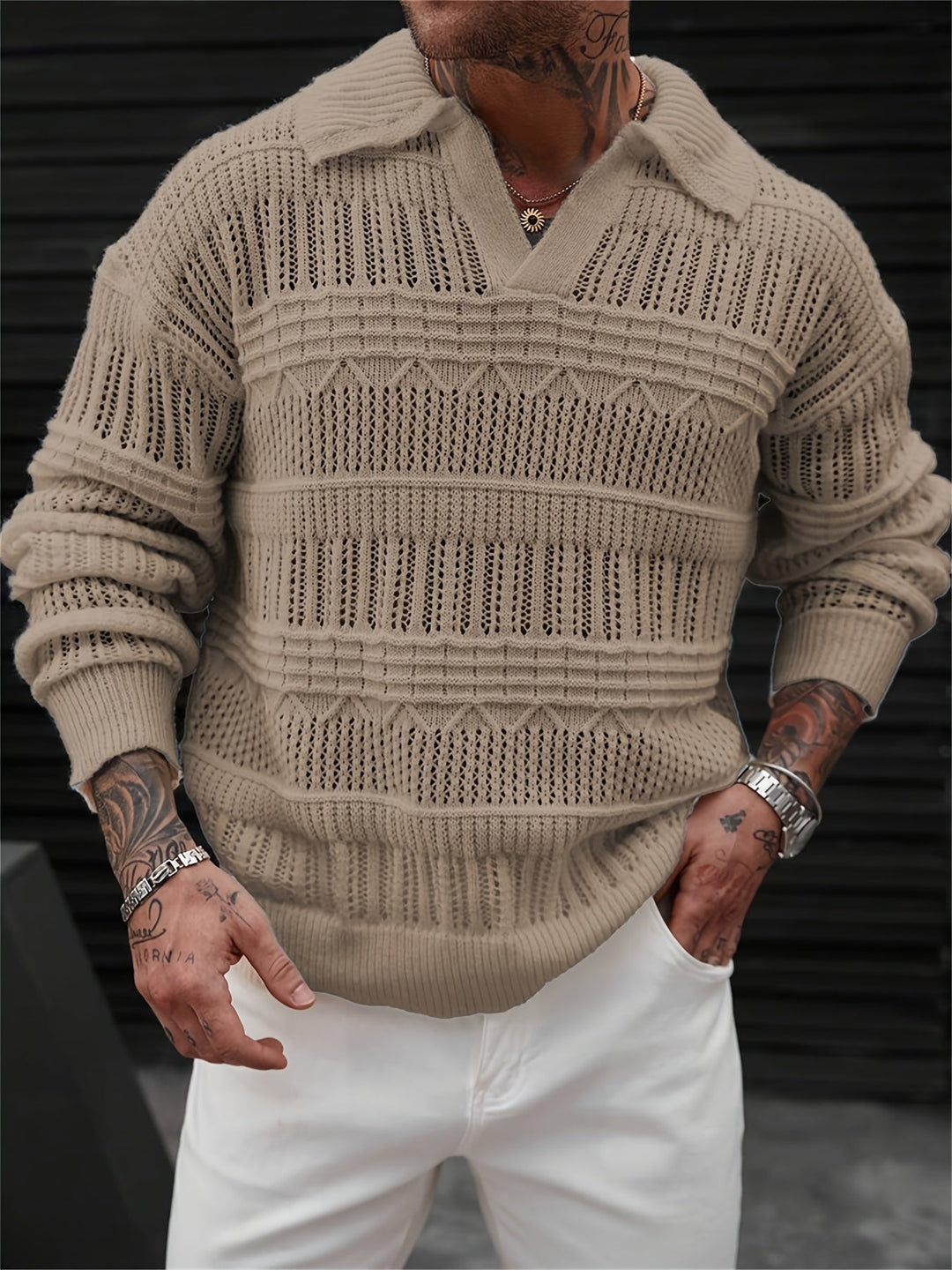 Oscar | Textured Knitted Sweater with Collar
