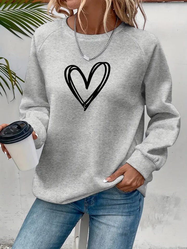 Heartzone - Casual Sweatshirt with Heart Pattern