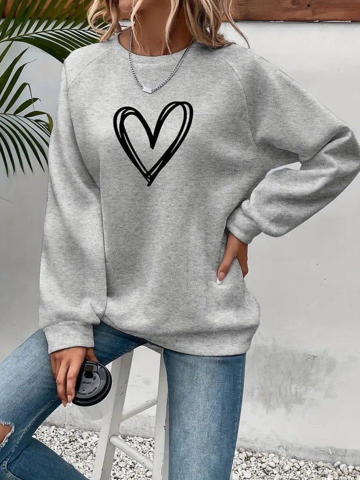 Heartzone - Casual Sweatshirt with Heart Pattern