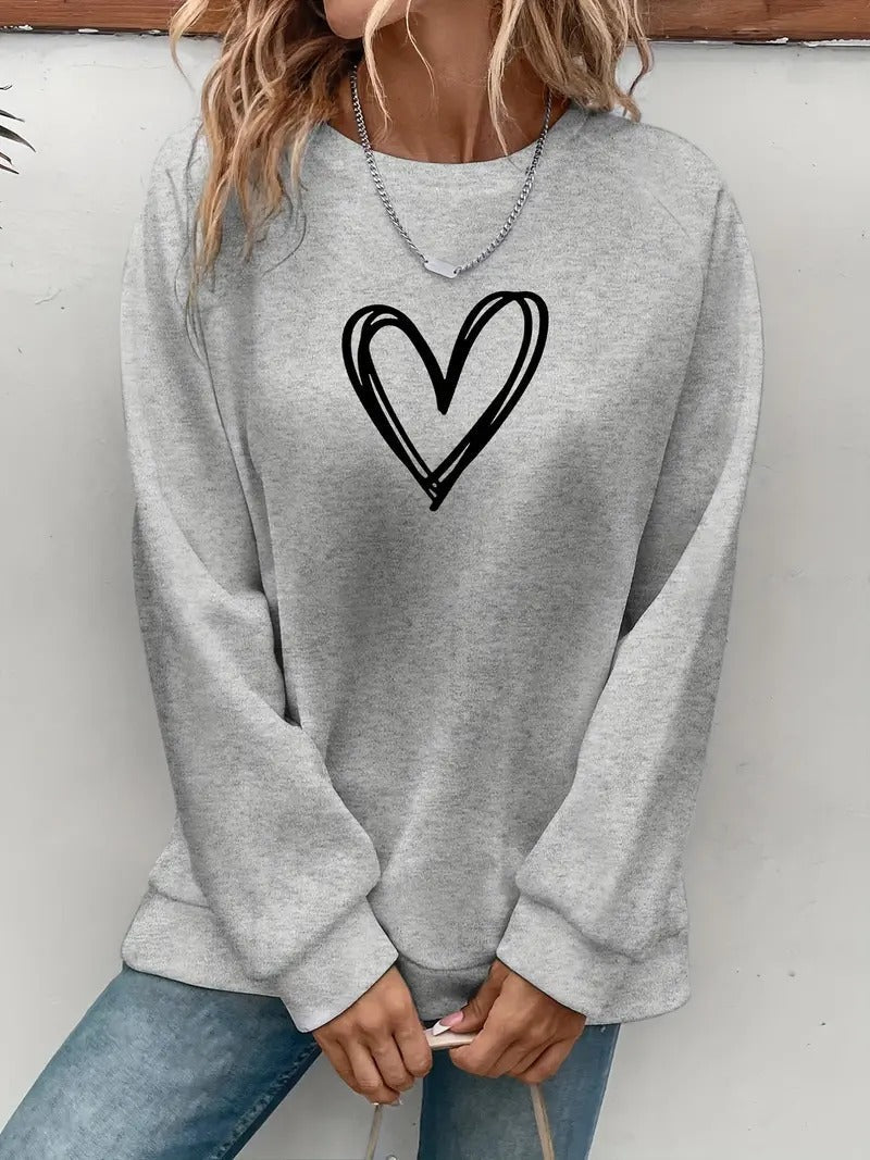 Heartzone - Casual Sweatshirt with Heart Pattern