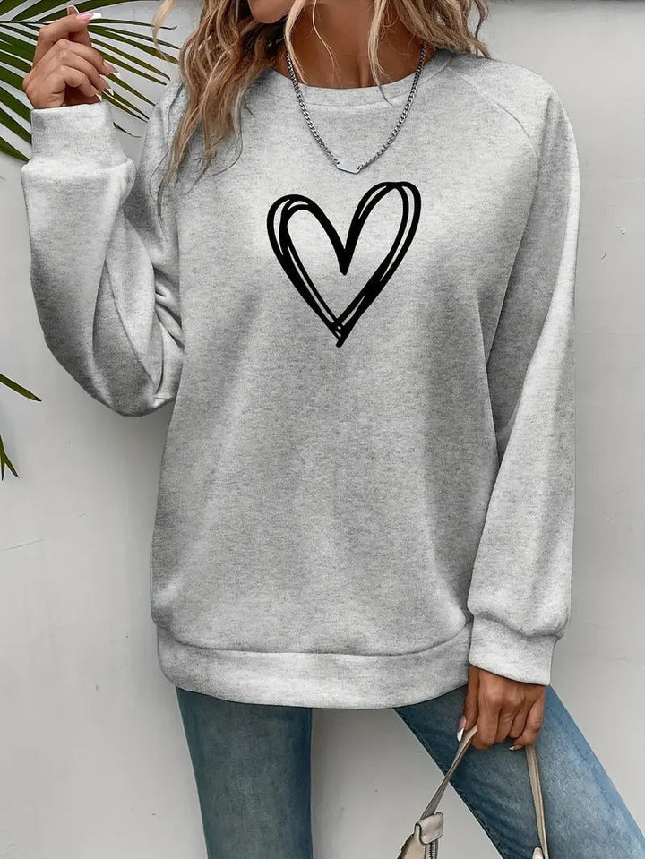 Heartzone - Casual Sweatshirt with Heart Pattern