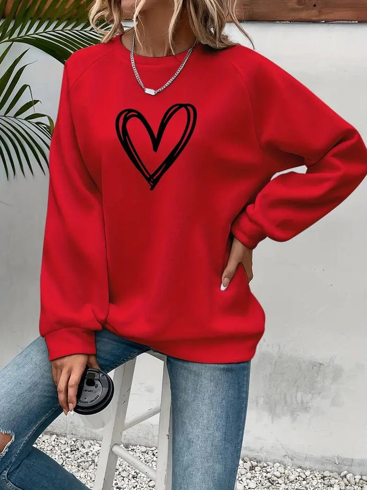 Heartzone - Casual Sweatshirt with Heart Pattern