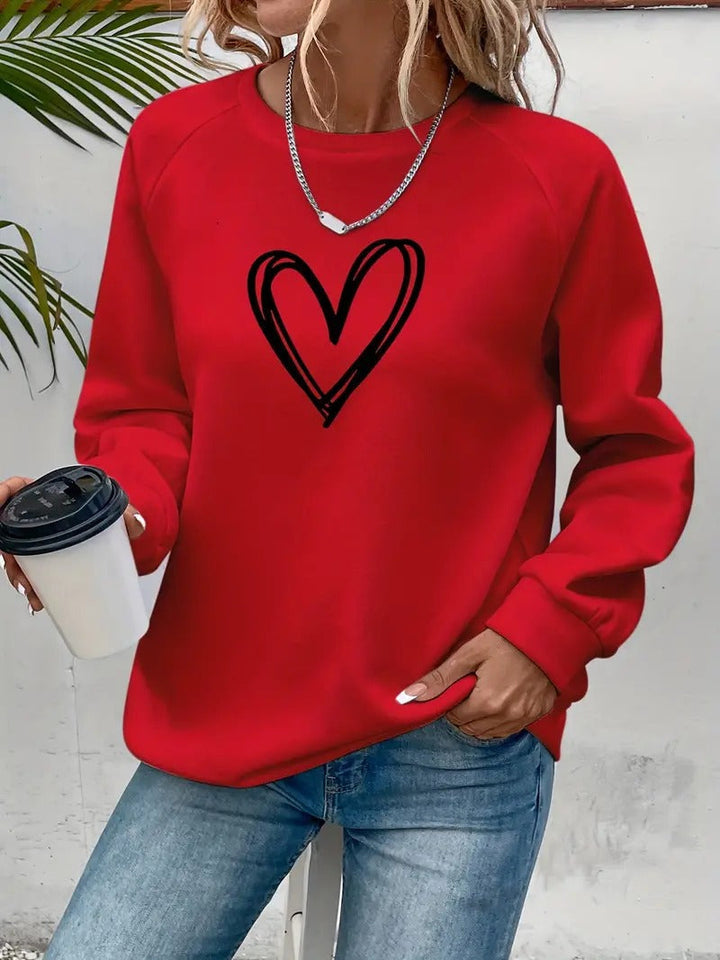 Heartzone - Casual Sweatshirt with Heart Pattern