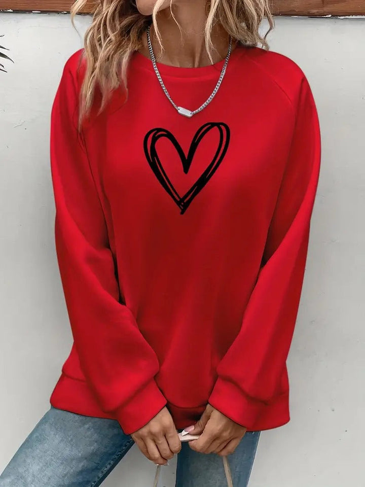 Heartzone - Casual Sweatshirt with Heart Pattern
