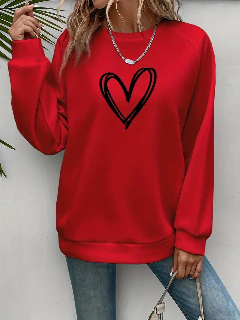 Heartzone - Casual Sweatshirt with Heart Pattern