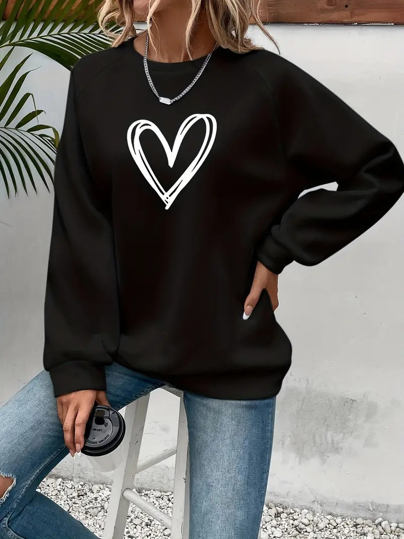 Heartzone - Casual Sweatshirt with Heart Pattern