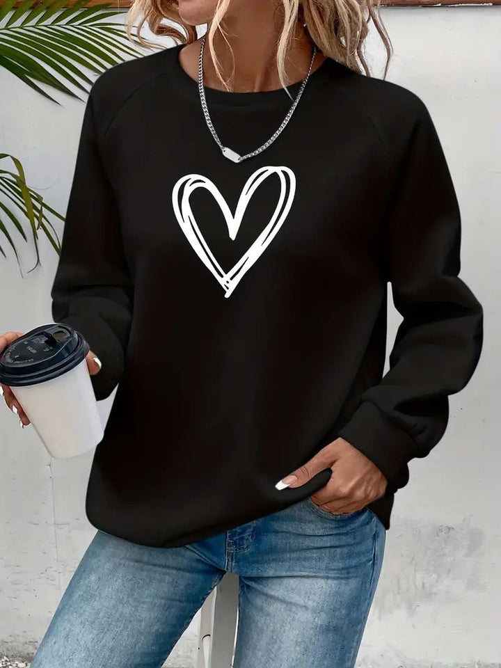 Heartzone - Casual Sweatshirt with Heart Pattern