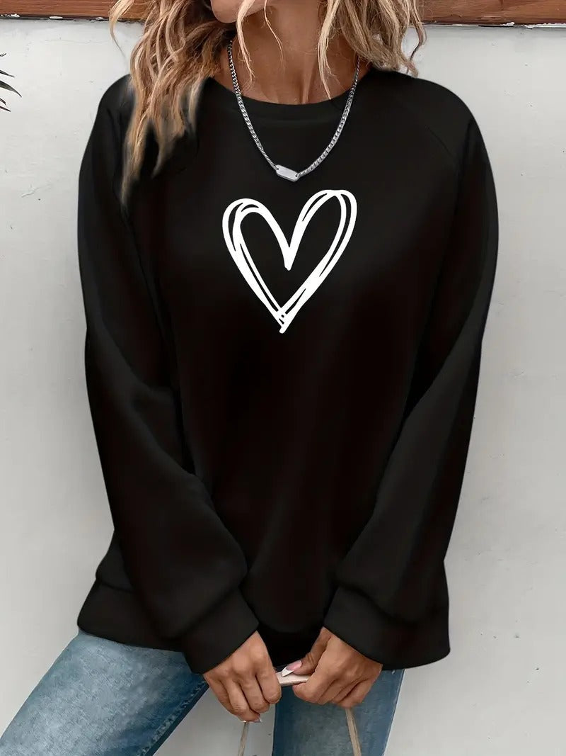 Heartzone - Casual Sweatshirt with Heart Pattern