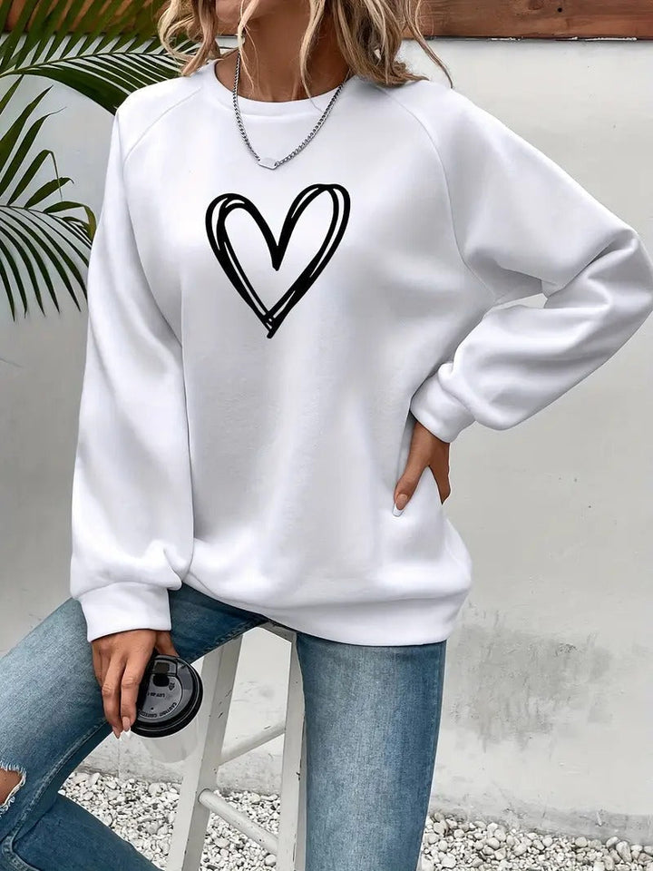 Heartzone - Casual Sweatshirt with Heart Pattern