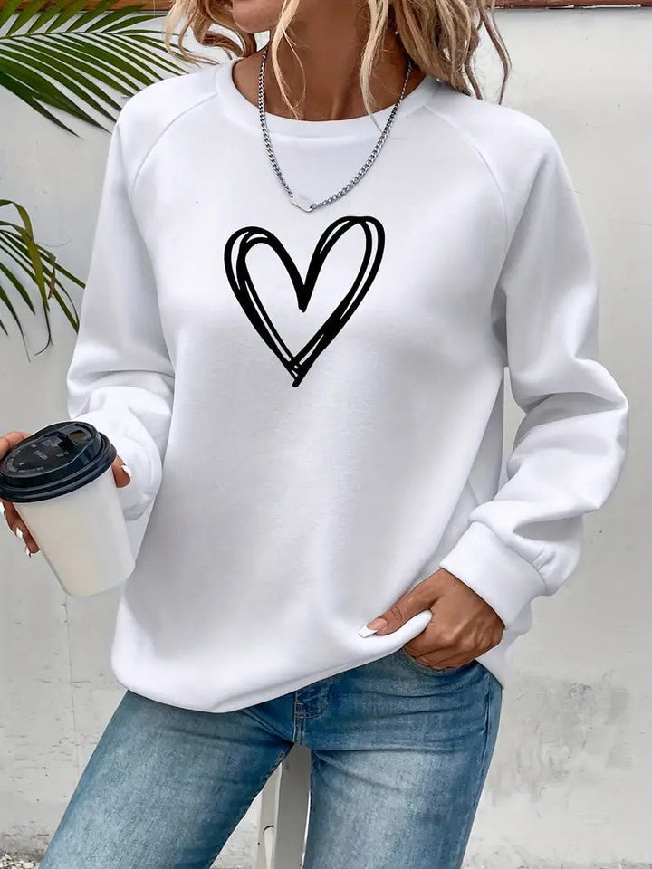 Heartzone - Casual Sweatshirt with Heart Pattern