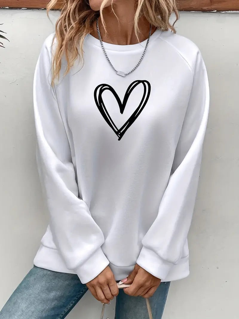 Heartzone - Casual Sweatshirt with Heart Pattern